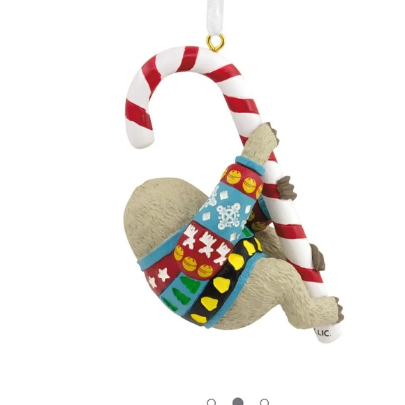 Hallmark Christmas Ornament Sloth figure wearing colorful sweater - Picture 2 of 8